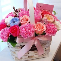 꽃바구니 어버이날 스승의날 비누꽃바구니 카네이션 비누장미꽃, 13)엔젤카네이션(핑크)
