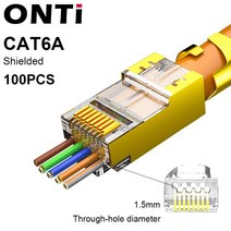 Onto-rj45 크림퍼 CAT7 크림핑 도구 RJ11 RJ 45 모듈러 플러그 CAT5E 커넥터 (이더넷 케이블 스트리퍼 포함, CAT6A Gold 100pcs