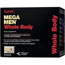 지앤씨 메가맨 남성종합비타민 6종 개별포장 GNC Mega Men erformance & Vitality Multivitamin 30패킷, 1팩