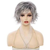 여자 단발 정수리 할머니 중년 항암 여성 통가발 반가발 합성 짧은 자연 웨이브 가발 컷, zy-111b, 8인치, 1개