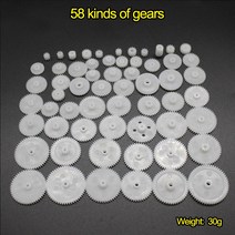 톱니 바퀴 패키지 플라스틱 키트 풀리 샤프트 웜 크라운 모터 기어 어셈블리 0.5M 랙 DIY 58 72 81/1, 02 50 kinds of gears
