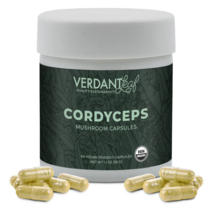 VERDANT LEAF CORDYCEPS MUSHROOM CAPSULES 미국에서 직수입 USDA 인증 유기농, 1개, 60캡슐
