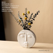 북유럽 아트화병 진열 아이디어 거실 티박스의 드라이플라워 플러그인 방 탁상, 13.원형 도자기 화병 라지 3