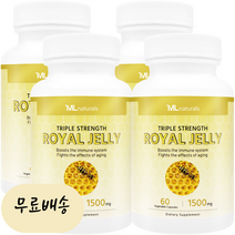 4병 마이라이프 내추럴스 로얄젤리 1500 mg 60 야채캡슐, 4개, 60정