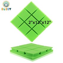 방음판 방방음 흡음제 문 격리 벽 스티커 패널 개 방음 스튜디오 어쿠스틱 처리 폼, 24 Pcs, PMFK3x3-Green, High Density