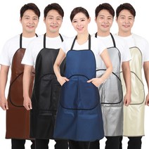 단면방수 앞치마 비닐 PU 김장 주방 시장 미용실 AV51M, AV51M 딥브라운PU