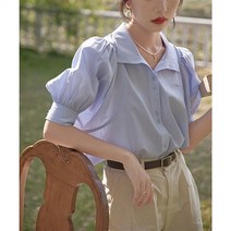 여리여리블라우스 러블리코디 결혼식하객코디 패미닌룩 여자 슬림 반팔 쉬폰 블라우스 오피스룩블라우스 심플한블라우스 블라우스 오피스룩코디 우아한 데일리스타일