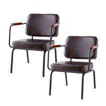 마켓비 VIRAGO 튼튼한 가죽 인테리어 빈티지 체어 카페의자, 브라운2개