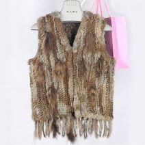 페이크퍼 밍크 베스트 모피조끼 뜨거 real rabbit with tassel 레이디