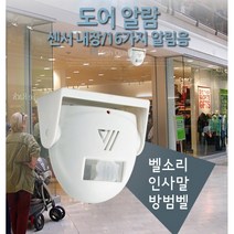 센서내장 지능형 무선 도어 벨 1P 건전지형 도어알람 16종 알림음 현관 입구벨 매장 사무실 상점 출입구 보안 현관문, 1개