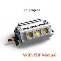 전기모터 소형 DC 전동 강력모터 MOC 크리에이티브 하이테크 부품 키트 V2 V4 V6 V8 엔진 실린더 빌딩 블록, 05 V-6