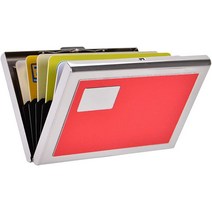 신용 카드 리더기 휴대용 모바일 포스 단말기 신용 카드 홀더 스테인리스 스틸 케이스 금속 ID RFID 지갑, 09 레드