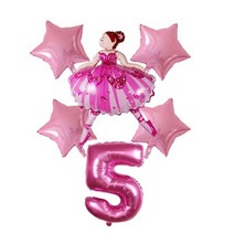 춤추는 핑크 테마 생일 파티 장식 일회용 칼 붙이 컵 접시 종이 모자 초대장 풍선 베이비 샤워, 1set 6