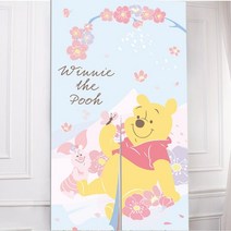 디즈니 곰돌이푸 체리블로썸 도어바란스 중문 주방 문 가리개 커튼