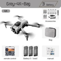 카메라 드론 K9Pro-신제품 RC 드론 4K 프로페셔널 1080P 광각 광학 흐름 현지화 방향 장애물 회피 쿼드콥, 10 Gray-Dual4K-Bag-3B