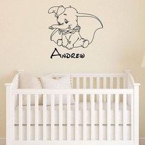 인테리어 아기방 어린이 DIY 가정 된 덤보 벽 데칼 사용자 정의 이름 비닐 스티커 동물 만화 홈 아트 방 보육 코끼리 장식 s484, [02] 74x76 cm, [12] 24 brown