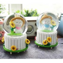 워터볼 LED조명 귀여운 캐릭터 오르골 사랑 남자친구, 선택사항_핑크스카프, 상세페이지 참조