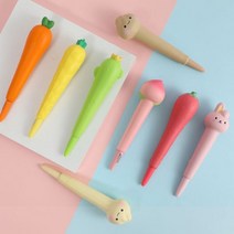 갓샵 스퀴시 볼펜 6종 [동물 과일 캐릭터 젤펜 토끼 당근 파인애플 만두 선인장 복숭아 펜]