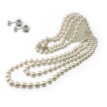 일본제 진주목걸이 일본진주 마츠요 화주 조개 긴 백색 흰색 160cm 7mm 관혼상