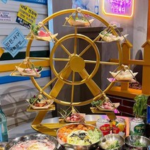 관람차 트레이 회전접시 고급 일식 회전 플레이팅 접시, (소)54x50 브라운