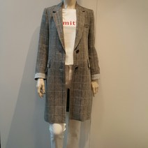 에스솔레지아 마소재 롱 체크 재킷