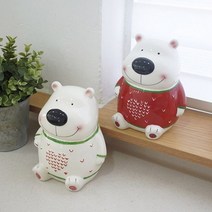 하트 곰돌이 저금통 2색상 인테리어 저금통 캐릭터 동전 특이한 신기한 어린이 금고 예쁜, 화이트