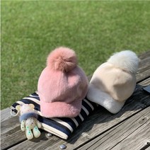 폭스 캡모자 승마 스키 천연 양모 골프방울모자, 다크네이비