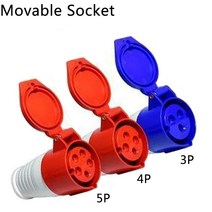 방수 컨넥터 32A IP44 방수 수 암 커넥터 연결 산업용 플러그 소켓 380V, Movable socket, 5P