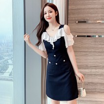 패치워크 어깨트임 원피스 프렌치 슬림핏 여성 여름옷 작은 키 오프숄더 스위트 소프트스타일 스윗 2172918911