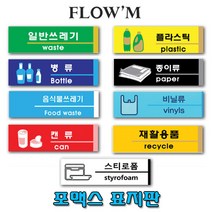 플로엠 포맥스 부착 표지판-분리수거(소)19x6cm/부서명표지판, F2839 비닐류