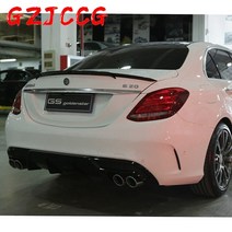 벤츠 c 클래스 w205 스포일러에 적합 c63 c180 c200 c220 c250 2015 2016 4 도어 바 버스 스타일 블랙 카본 파이버 리어 윙, 없음