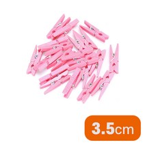 칼라 나무집게 3.5cm 분홍 100개