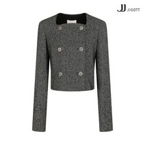 JJ지고트 울 배색 스퀘어넥 크롭 재킷 GMCA0JK53