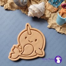 일각고래 쿠키커터 (01) / 동물 쿠키커터/ 바다생물 쿠키커터 / 홈베이킹 / 아이싱쿠키 만들기 / 쿠키만들기 / 허니버니 쿠키커터 /, (C) 8.9 x 10.2 cm