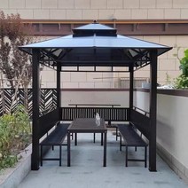 야외정자 흡연실 원두막 정원 펜션 테라스, 2.5X2.5m    화이트커튼