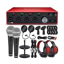 포커스라이트 Scarlett 18i8 USB 오디오 인터페이스 + SR360 헤드폰 R21S 마이크 스크린 필터 스탠드 케이블 액세서리