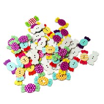 GHSHOP Scrapbooking 바느질 DIY 공예에 대 한 50 조각 만화 사탕 단추 나무, 목재, 여러 가지 색상
