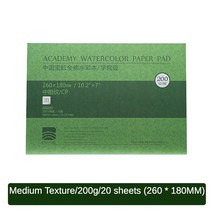 그림용품 Baohong 200gsm 전문 아카데미 수채화 스케치북 100% 코튼 종이 패드 예술가 미술 용품 20 시트, 04 Medium 260x180mm