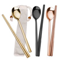 엔템 티타늄수저세트+광목파우치 놋 휴대용 수저세트, 광목파우치수저세트(실버)