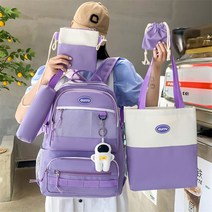밀크봉봉 인베어 캐주얼 백팩 + 인형 + 뱃지 5종 세트 책가방