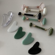 로즈쿼츠 괄사 마사지 도구 셀툴라이트 제거 천연 옥 얼굴붓기빼는법 림프 순환 갈바닉 발 부종 시크릿제이, 하트괄사, 4.그린민트하트괄사
