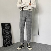 점프슈트작업복 캠핑 데님 바디수트 캐주얼 바지 남성 체크 무늬 캐주얼한 학생 데일리 디자인 빈티지