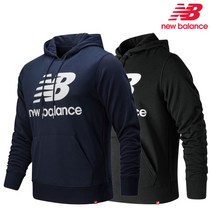 뉴발란스 후드티 에센셜 스택드 로고 풀 오버 후디 MT91547-ECL MT91547-BK