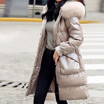 마이시즌 여성용 오엘 페이크퍼 오리털 롱 패딩 점퍼