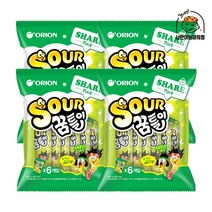 오리온 왕꿈틀이 사워꿈틀이 255g(6p) x 4 과일맛 젤리, sour꿈틀 259.2g(6p)x4