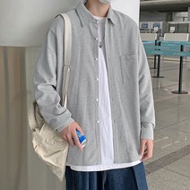청 데님 오버핏 체크 가을 남성 셔츠 녹색 남방 와이셔츠 정장 코트 와이셔츠 린넨 골덴 패딩