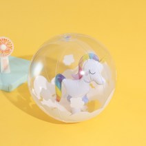 유니콘 홍학 플라밍고 꽃게 수박 반짝이 비치볼 투명, 30cm