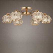 LED 데이지 6등 직부 골드 거실등 크리스탈 스틸 갓등 인테리어 조명