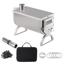 핫 텐트 접이식 용광로용 캠핑 스토브 파이프가 있는 목재 스토브 스테인리스 스틸 캠핑용 휴대용 쉘터 난방용 굴뚝 파이프 야외 요리(둥근 바닥)