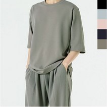 남자 엠보 반팔티 7부 오버핏 색상 5종 여름 쿨 박스 박스티 시원한 티셔츠 구김없는티 비침없는 신축성